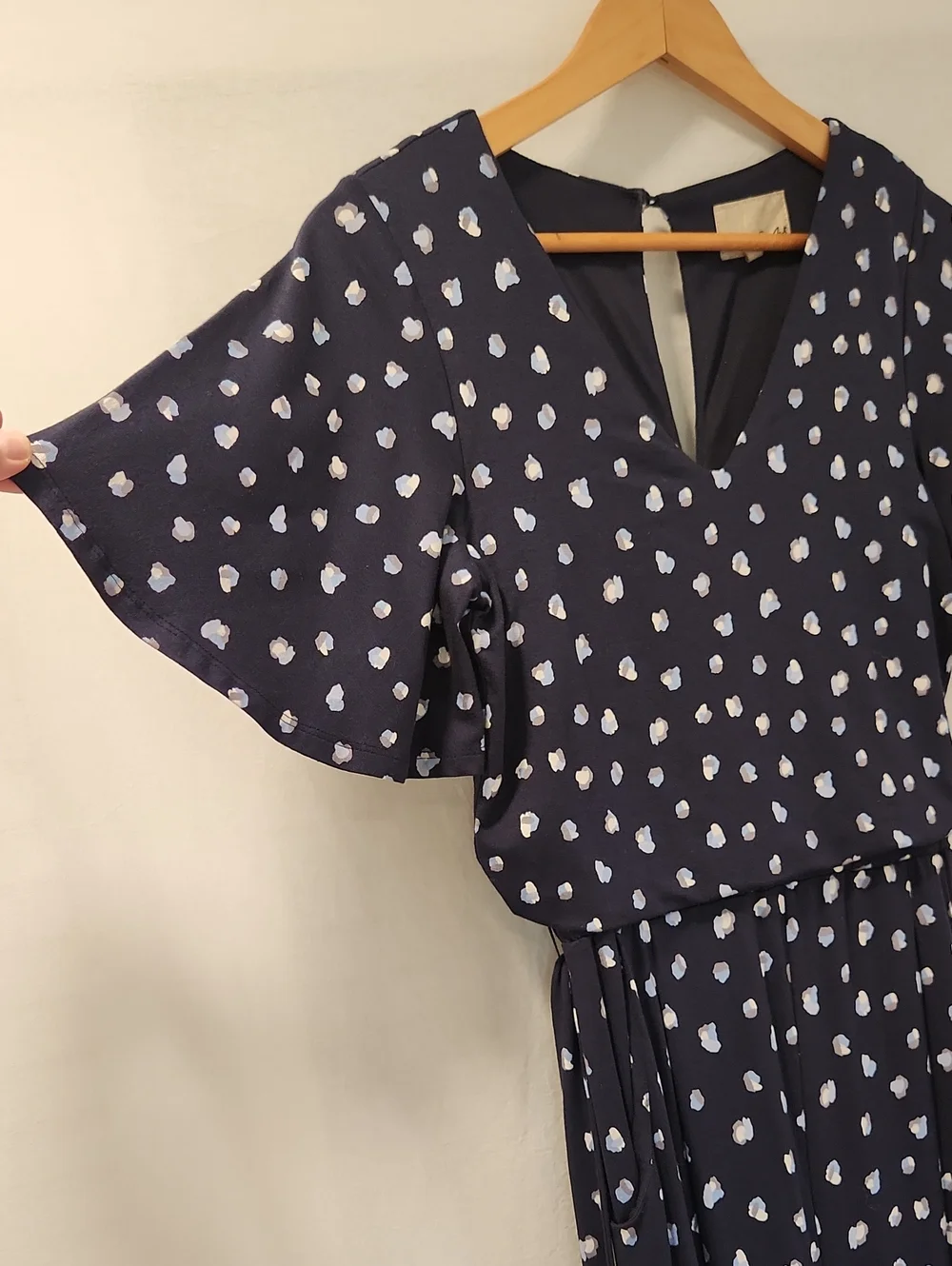 Phase Eight UK Laila Spot Print Navy Wide Leg Jumpsuit Size 10 - Picture 12 of 15